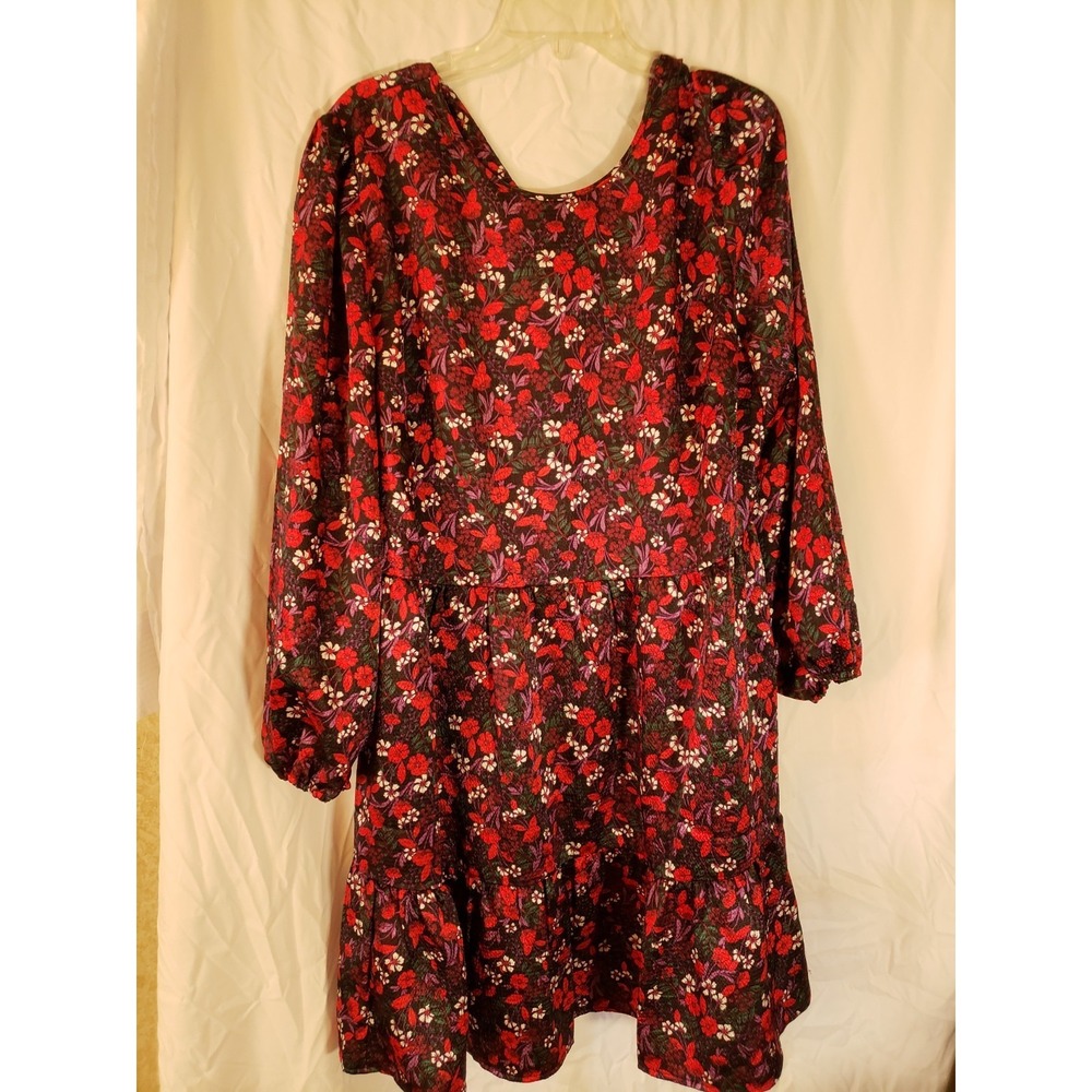 Women's Draper And James Black Floral Long Sleeve Dress Size 2X